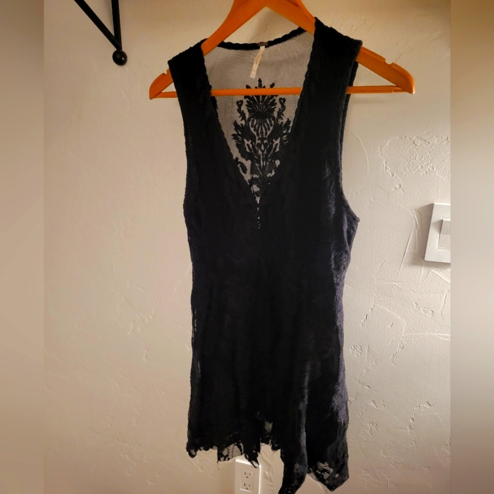 Free People Little black lined lace dress 4